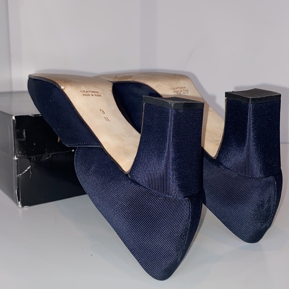 YSL Vogue Arianna D’Orsay pumps in Navy fabric & leather Made in Italy EUC 9 Nar - Picture 9 of 13